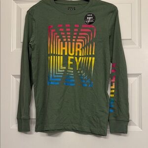 Hurley Olive Long Sleeve with Vibrant Logo